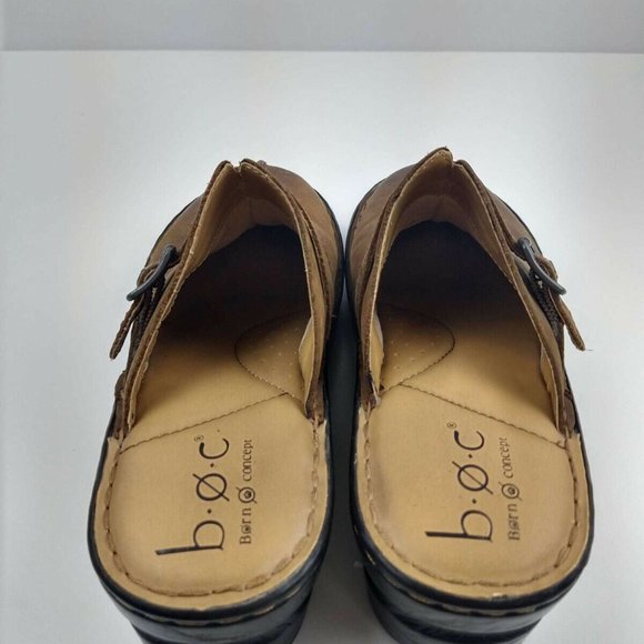 Boc Born Concept Brown Buckle Slip On Clogs Mules Shoes 7/38 M/W - Picture 6 of 9